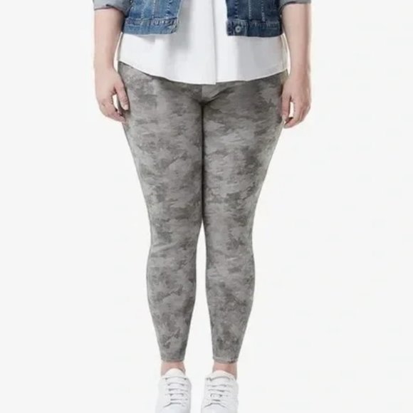 Spanx Jean-ish Gray Camo Print Stretch Denim Leggings Jeggings 1X Style 20018P - Picture 1 of 13